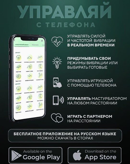 Мастурбатор мужской с управлением через телефон, изумрудный