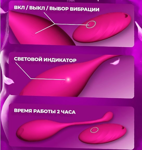 Виброяйцо с пультом ДУ, розовое