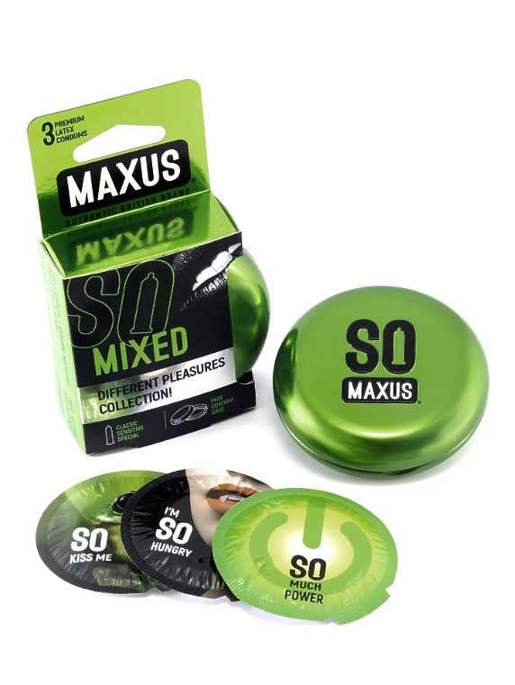 ПРЕЗЕРВАТИВЫ "MAXUS" MIXED №3 (набор) в металлическом кейсе