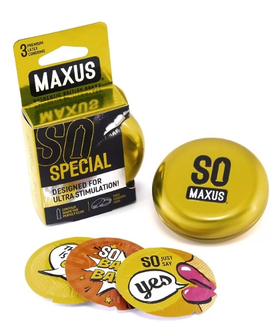  ПРЕЗЕРВАТИВЫ "MAXUS" SPECIAL №3 (точечно-ребристые) в металлическом кейсе
