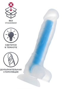 ФАЛЛОИМИТАТОР СВЕТЯЩИЙСЯ В ТЕМНОТЕ, СИЛИКОН, СИНИЙ, 18 СМ