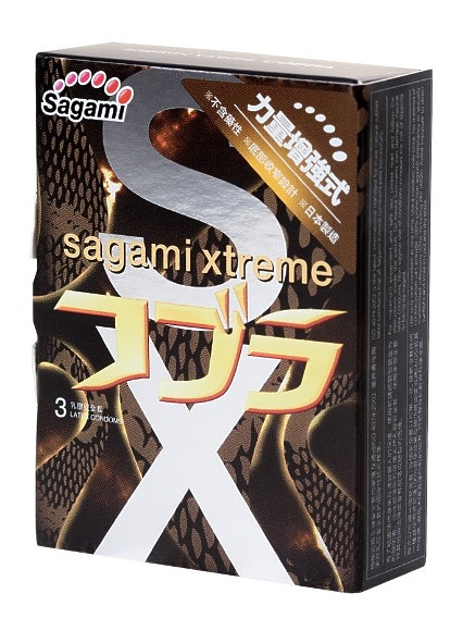 ПРЕЗЕРВАТИВЫ SAGAMI, XTREME, COBRA, ЛАТЕКС, 19 СМ, 5,3 СМ, 3 ШТ.