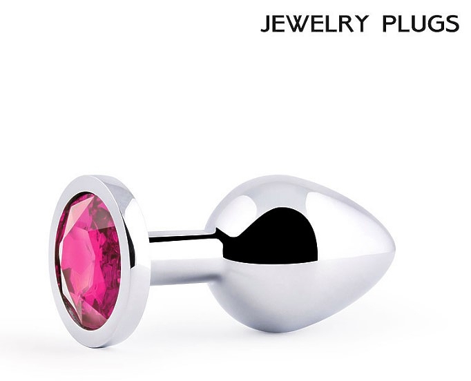SILVER PLUG MEDIUM (втулка анальная), L 82 мм, D 34 мм, вес 90г, цвет кристалла рубиновый
