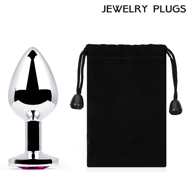 SILVER PLUG MEDIUM (втулка анальная), L 82 мм, D 34 мм, вес 90г, цвет кристалла рубиновый