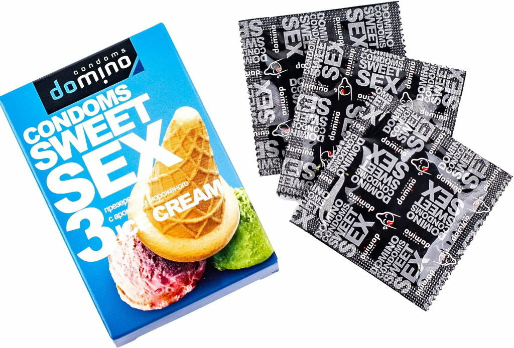 ПРЕЗЕРВАТИВЫ DOMINO SWEET SEX ICE CREAM 3штуки (оральные)