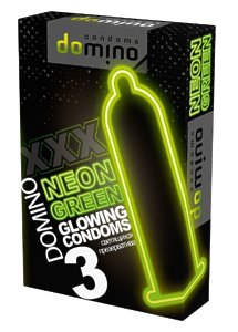 ПРЕЗЕРВАТИВЫ DOMINO NEON GREEN светящиеся 3штуки