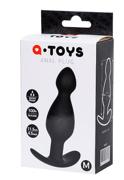 Анальная пробка A-Toys by TOYFA, размер M, силикон, черная, 11,5 см