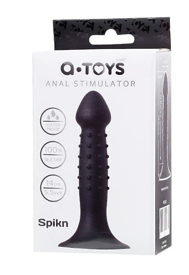 Анальный фаллоимитатор A-Toys Spikn, силикон, черный, 14 см