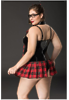 Костюм студентки Candy Girl Syndi (платье, воротничок, очки) черно-красный, 2XL
