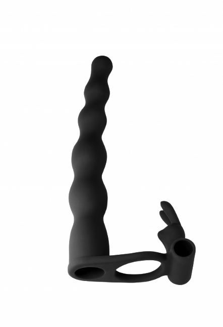 ВИБРОНАСАДКА ДЛЯ ДВОЙНОГО ПРОНИКНОВЕНИЯ PURE PASSION BUNNY BLACK