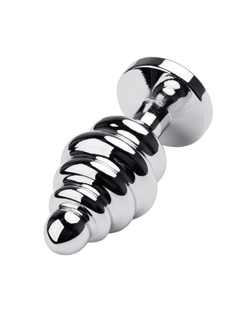Анальная втулка Metal by TOYFA, металл, серебряная, с красным кристаллом, 8 см, Ø 3,5 см, 95 г