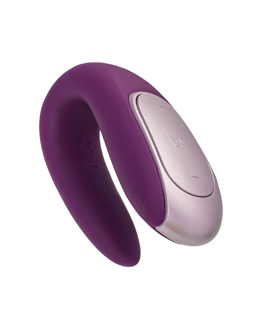 Стимулятор для пар Satisfyer Double Fun Connect App, с пультом ДУ, силикон, фиолетовый, 9 см