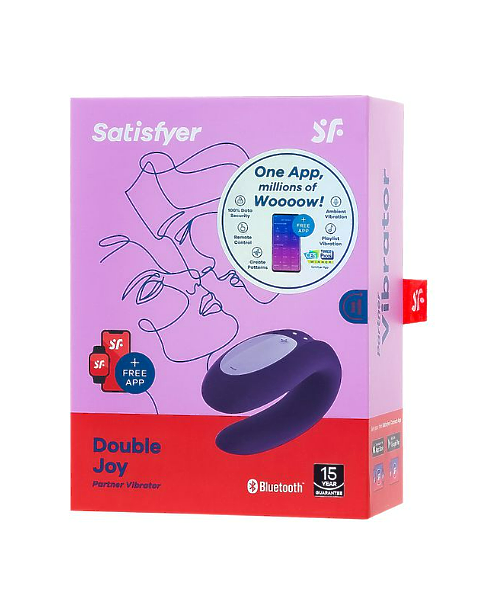 Многофункциональный стимулятор для пар Satisfyer Partner Double Joy, силикон, фиолетовый, 18 см.