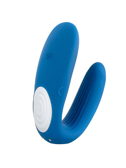 Многофункциональный стимулятор для пар Satisfyer Partner Whale, силикон, голубой, 17 см.