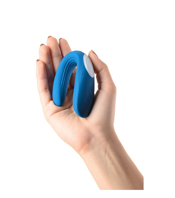 Многофункциональный стимулятор для пар Satisfyer Partner Whale, силикон, голубой, 17 см.