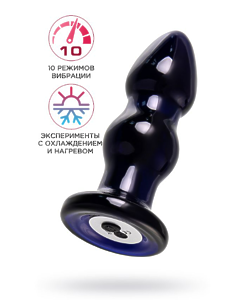 Стеклянная вибровтулка Sexus Glass, стекло, синяя, 11 см