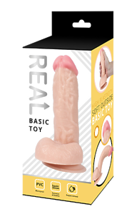 Реалистичный фаллоимитатор REAL с мошонкой на присоске, PVC, 14х4 см.