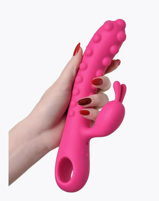 Вибратор с клиторальным стимулятором KOKOS SMON, силикон, розовый, 23 см