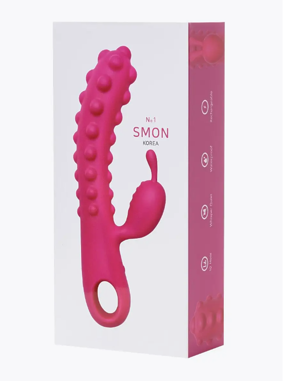 Вибратор с клиторальным стимулятором KOKOS SMON, силикон, розовый, 23 см
