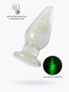 Анальная втулка Sexus Glass светящаяся в темноте, стекло, прозрачная, 9,8 см
