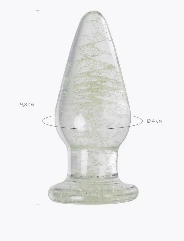 Анальная втулка Sexus Glass светящаяся в темноте, стекло, прозрачная, 9,8 см