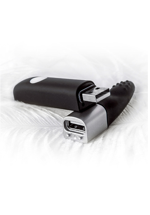 ВИБРАТОР КЛИТОРАЛЬНЫЙ QVIBRY 8GB USB ПАМЯТИ, СИЛИКОН, ЧЕРНЫЙ, 12 СМ