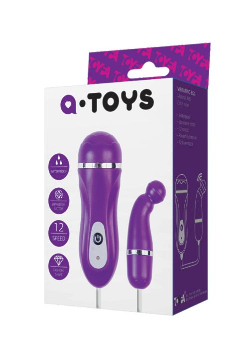 ВИБРОЯЙЦО TOYFA A-TOYS BEANY, ABS ПЛАСТИК, ФИОЛЕТОВЫЙ, 5,5 СМ