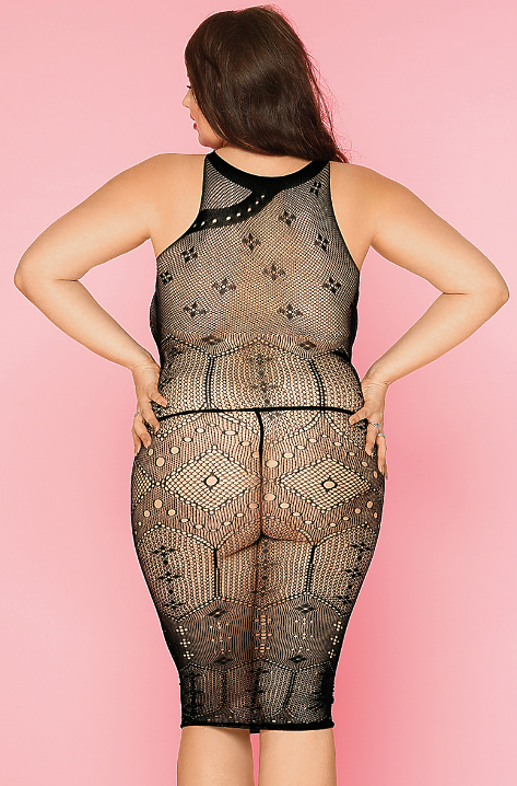 ПЛАТЬЕ-СЕТКА И СТРИНГИ CANDY GIRL SPICE ЧЕРНЫЕ, 2XL
