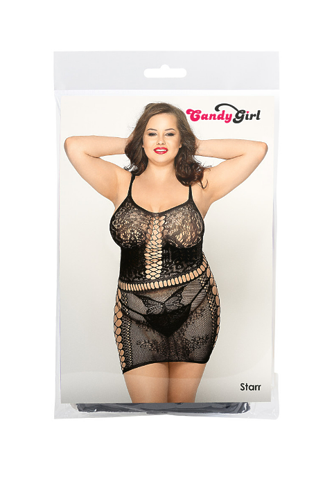 ПЛАТЬЕ-СЕТКА И СТРИНГИ CANDY GIRL STARR ЧЕРНЫЕ, 2XL