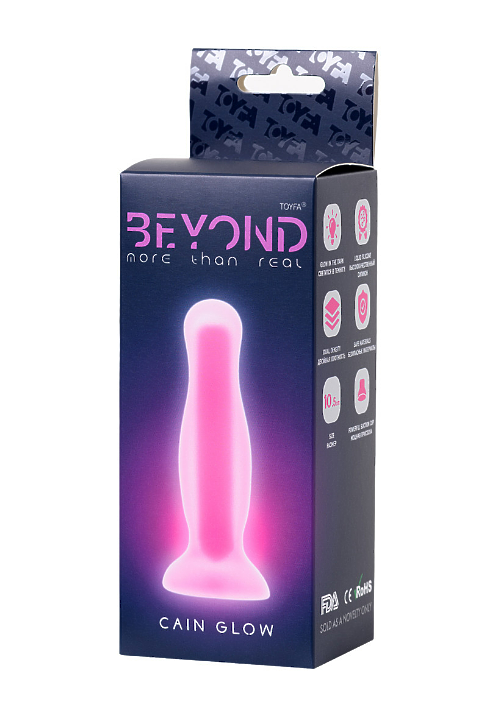 АНАЛЬНАЯ ВТУЛКА СВЕТЯЩАЯСЯ В ТЕМНОТЕ BEYOND BY TOYFA CAIN GLOW, СИЛИКОН, ПРОЗРАЧНЫЙ, 10 СМ