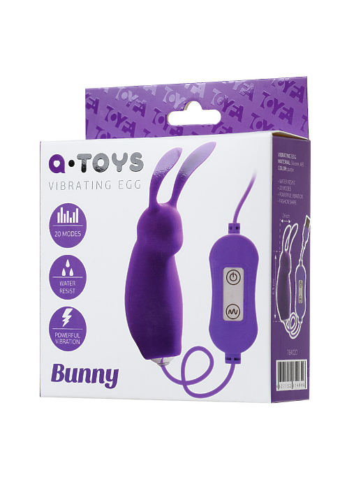 ВИБРОЯЙЦО С ПУЛЬТОМ УПРАВЛЕНИЯ TOYFA A-TOYS BUNNY, СИЛИКОН, ФИОЛЕТОВЫЙ