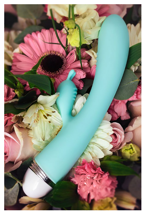 Вибратор с клиторальным стимулятором Flovetta by Toyfa Iris, силикон, голубой, 22 см
