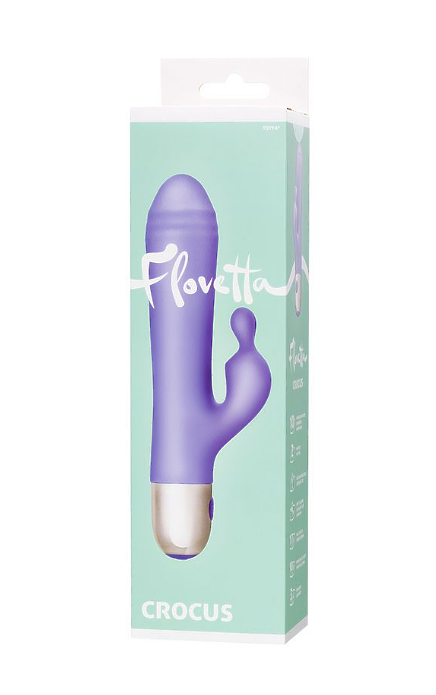 Вибратор с клиторальной стимуляцией Flovetta Crocus, силикон, фиолетовый, 17,5 см