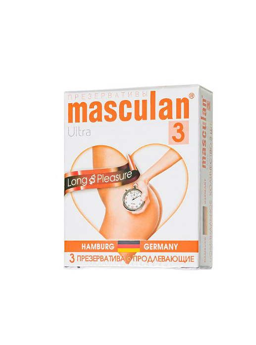 Презервативы Masculan, ultra 3, продлевающие, 19 см, 5,3 см, 3 шт.
