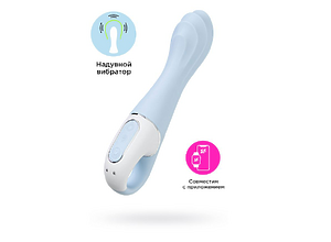 Нереалистичный вибратор Satisfyer Air Pump Vibrator 5, силикон, голубой, см
