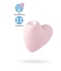 Вакуум-волновой стимулятор клитора с вибрацией Satisfyer Cutie Heart, силикон, розовый, 7,7 см