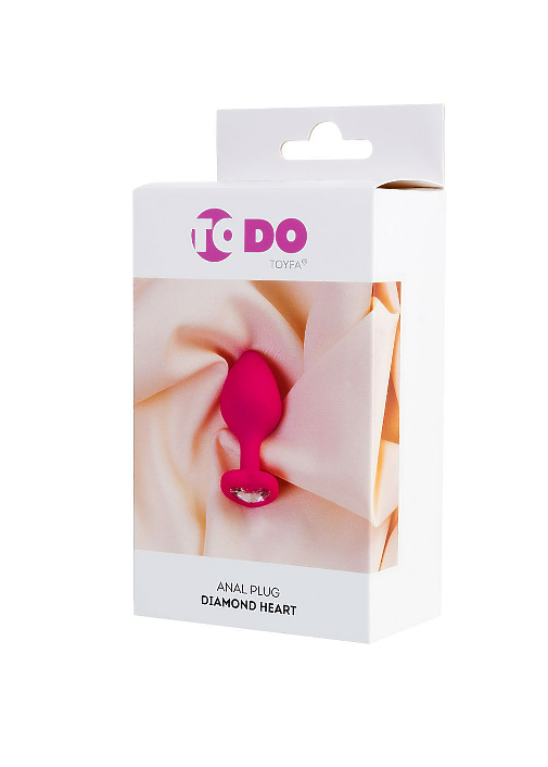 Анальная втулка ToDo by Toyfa Diamond Heart, силикон, розовая, 8 см, Ø 3.5 см