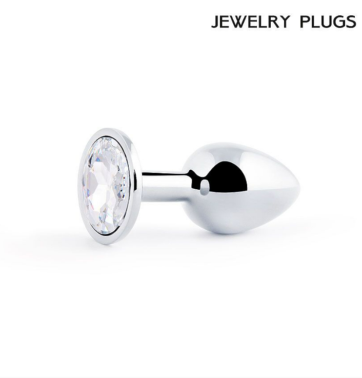 SILVER PLUG SMALL (втулка анальная) цвет кристалла бесцветный, L 72 мм, D 28 мм, вес 50 г