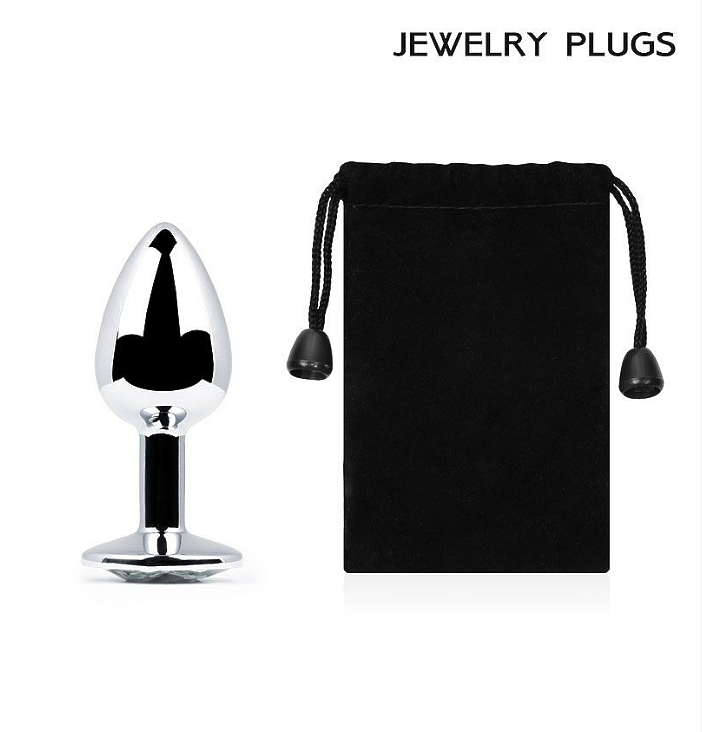 SILVER PLUG SMALL (втулка анальная) цвет кристалла бесцветный, L 72 мм, D 28 мм, вес 50 г