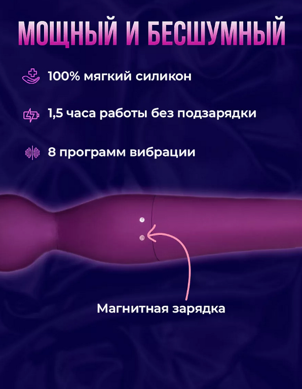Вибратор микрофон для клитора ФИОЛЕТОВЫЙ 275 ММ