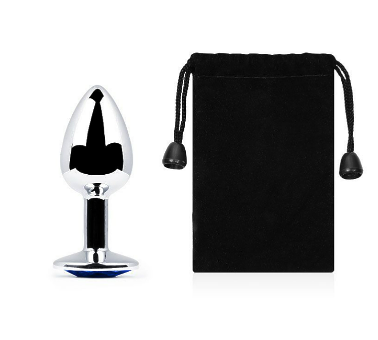 SILVER PLUG SMALL (втулка анальная) цвет кристалла синий, L 72 мм, D 34 мм, вес 50г