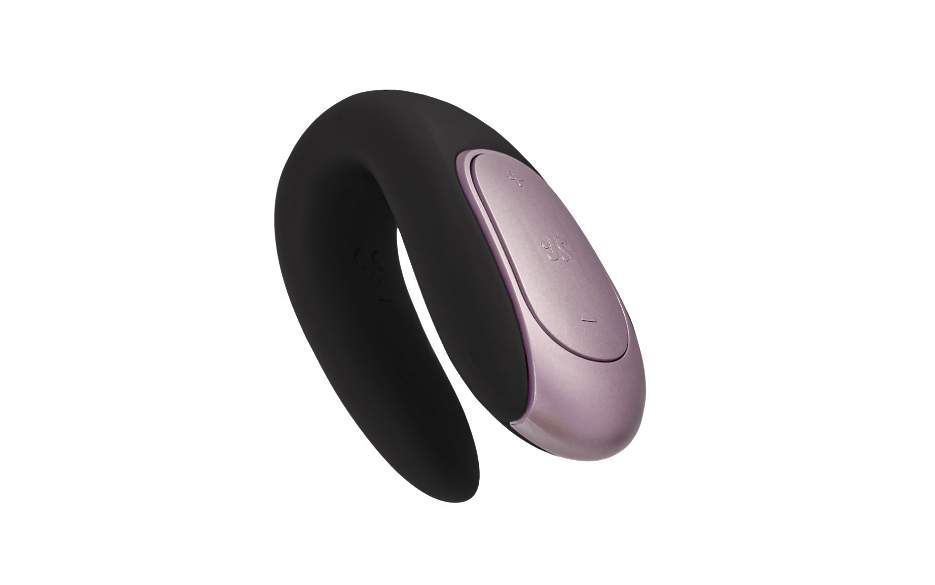 Стимулятор для пар Satisfyer Double Fun Connect App, с пультом ДУ, силикон, черный, 9 см