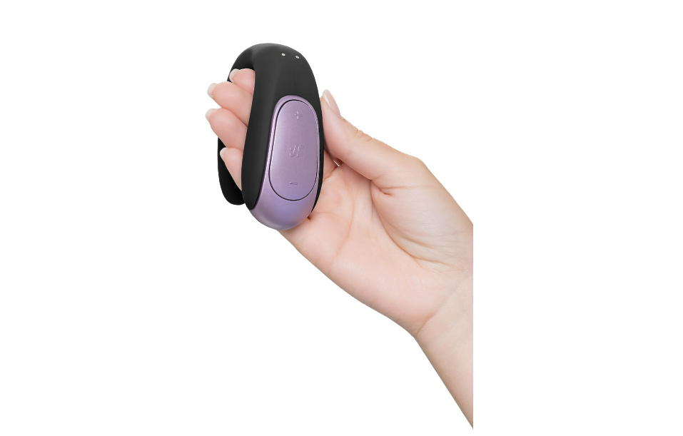 Стимулятор для пар Satisfyer Double Fun Connect App, с пультом ДУ, силикон, черный, 9 см