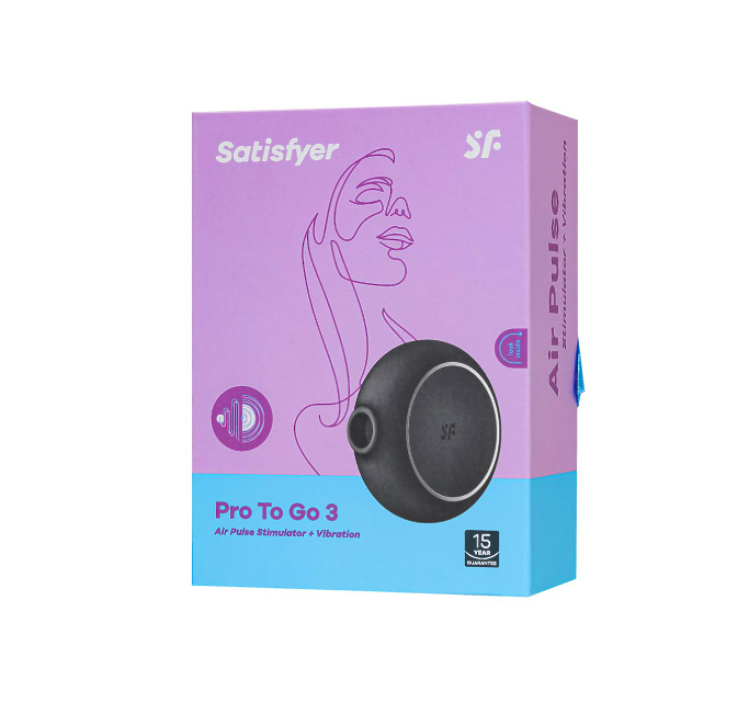 Вакуумный стимулятор клитора с вибрацией Satisfyer Pro To Go 3, черный, 8,5 см