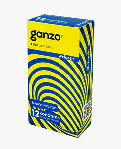 Презервативы Ganzo, classic, классические, латекс, двойная смазка, 18,5 см, 5,2 см, 12 шт.