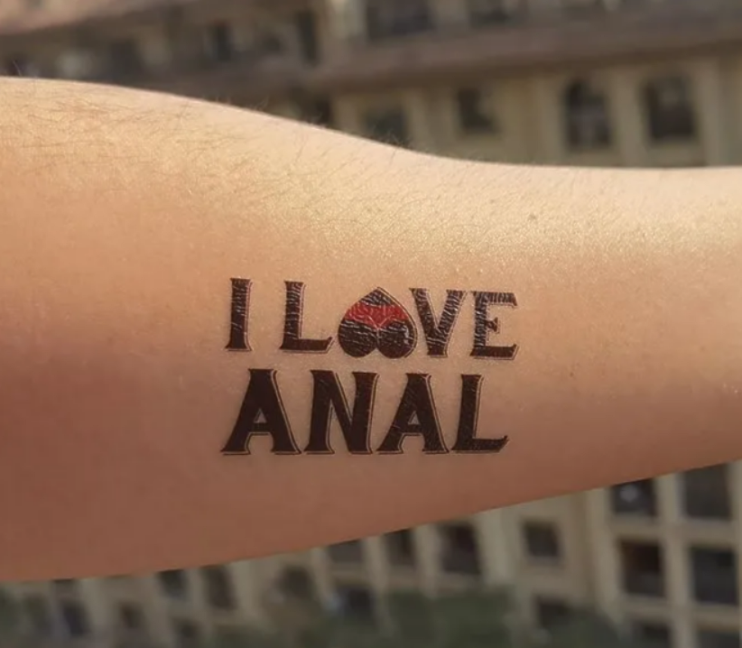 Временная переводная БДСМ татуировка для взрослых "I love anal" 