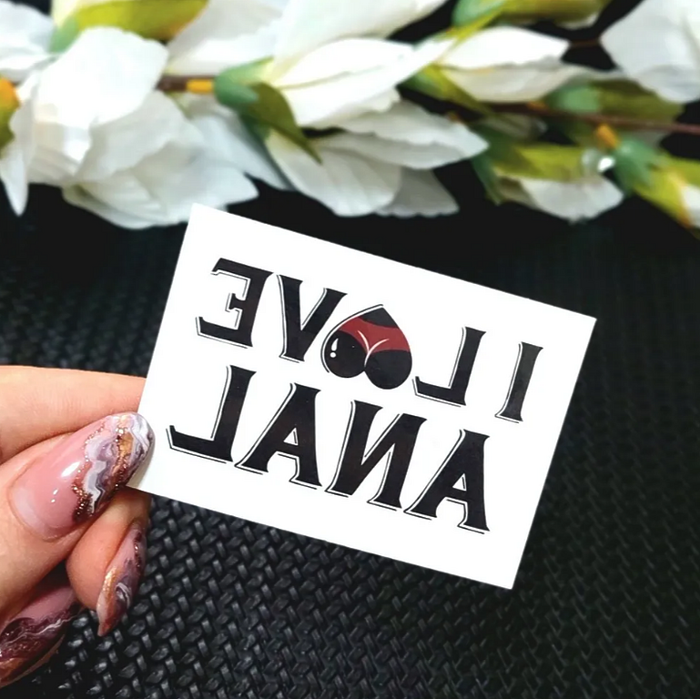Временная переводная БДСМ татуировка для взрослых "I love anal" 