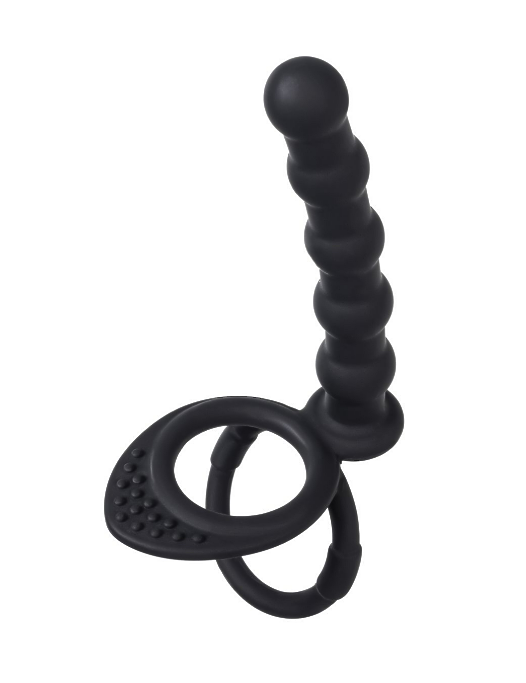 Насадка на пенис для двойного проникновения Black&Red by TOYFA, силикон, черный, 19,5 см