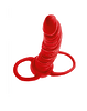 Насадка на пенис для двойного проникновения Black&Red by TOYFA , силикон, красный, 16,5 см