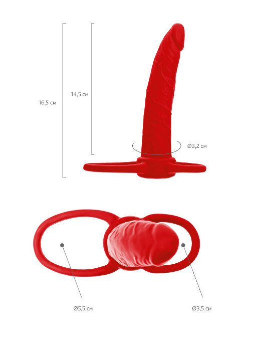 Насадка на пенис для двойного проникновения Black&Red by TOYFA , силикон, красный, 16,5 см